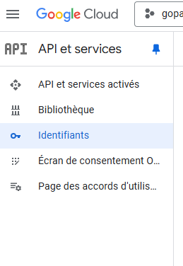 Menu de droite (Google)