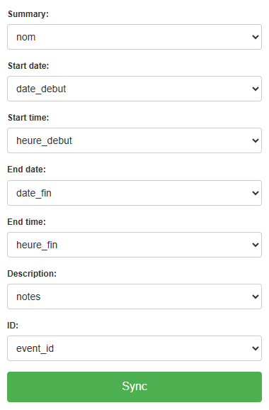 Formulaire paramétrage configuration (GoPaaS)