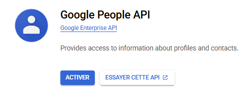 Activer Google People API