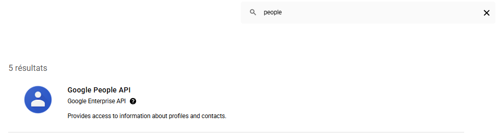 Recherche Google People API