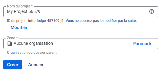 Créer nouveau projet